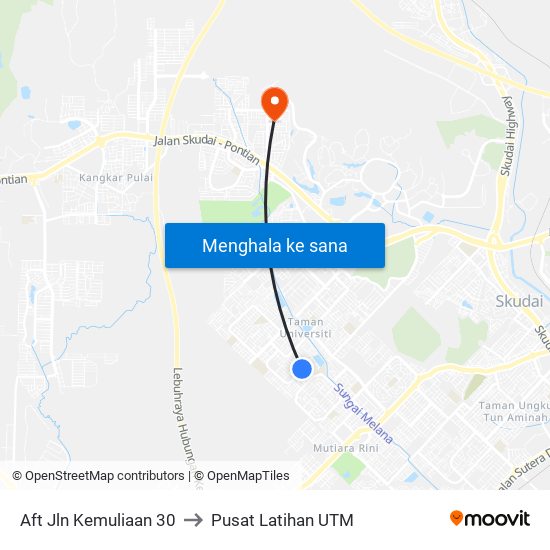 Aft Jln Kemuliaan 30 to Pusat Latihan UTM map