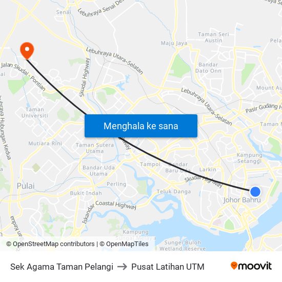 Sek Agama Taman Pelangi to Pusat Latihan UTM map