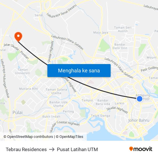 Tebrau Residences to Pusat Latihan UTM map