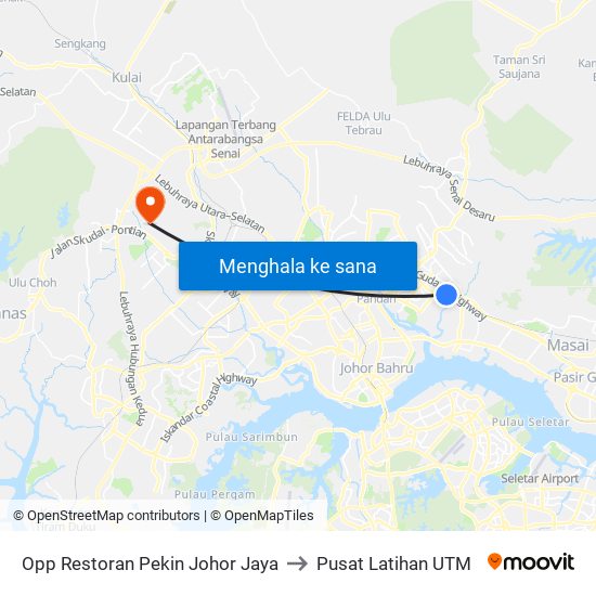 Opp Restoran Pekin Johor Jaya to Pusat Latihan UTM map