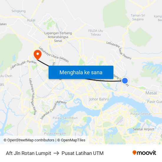 Taman Ria Plentong to Pusat Latihan UTM map