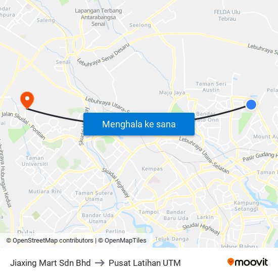 Jiaxing Mart Sdn Bhd to Pusat Latihan UTM map