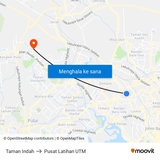 Taman Indah to Pusat Latihan UTM map