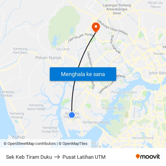 Sek Keb Tiram Duku to Pusat Latihan UTM map