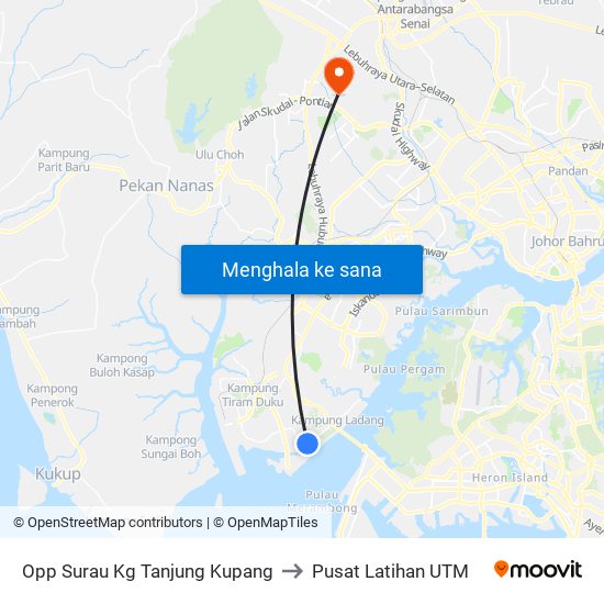 Opp Surau Kg Tanjung Kupang to Pusat Latihan UTM map