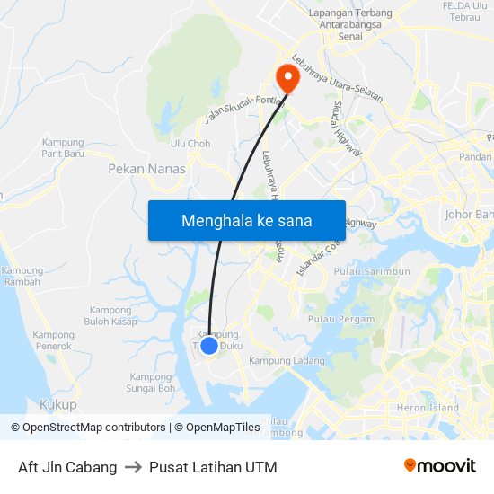 Aft Jln Cabang to Pusat Latihan UTM map