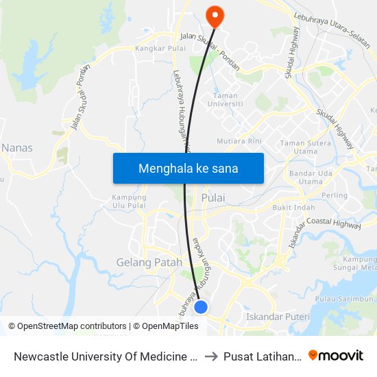 Newcastle University Of Medicine (Malaysia) to Pusat Latihan UTM map