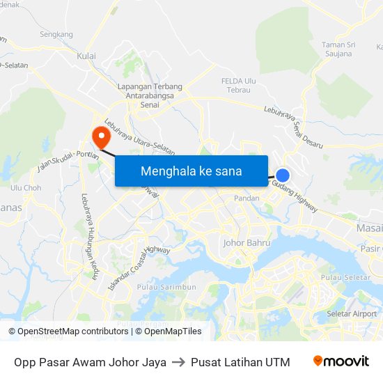 Opp Pasar Awam Johor Jaya to Pusat Latihan UTM map