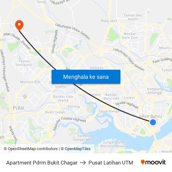 Apartment Pdrm Bukit Chagar to Pusat Latihan UTM map