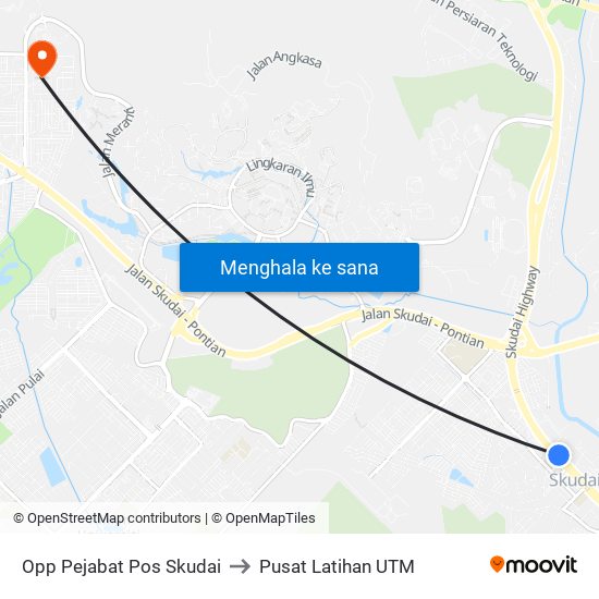 Opp Pejabat Pos Skudai to Pusat Latihan UTM map