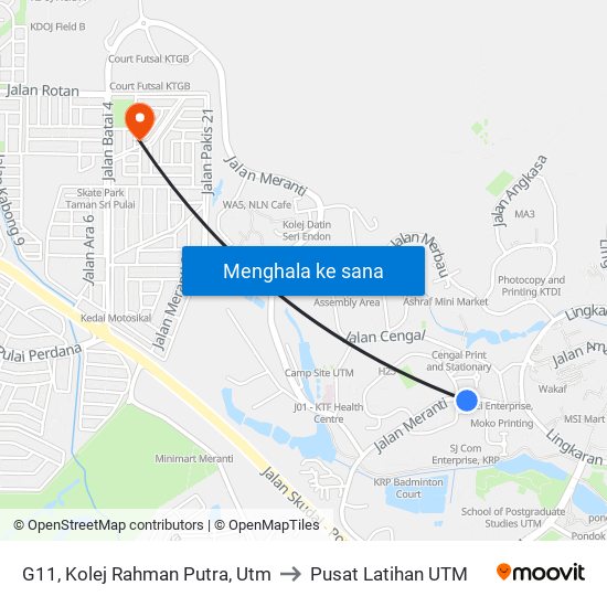 G11, Kolej Rahman Putra, Utm to Pusat Latihan UTM map