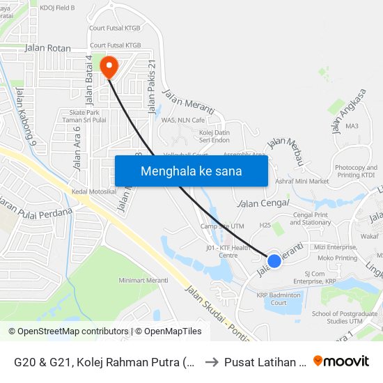 G20 & G21, Kolej Rahman Putra (Krp), Utm to Pusat Latihan UTM map