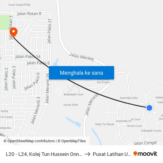 L20 - L24, Kolej Tun Hussein Onn, Utm to Pusat Latihan UTM map