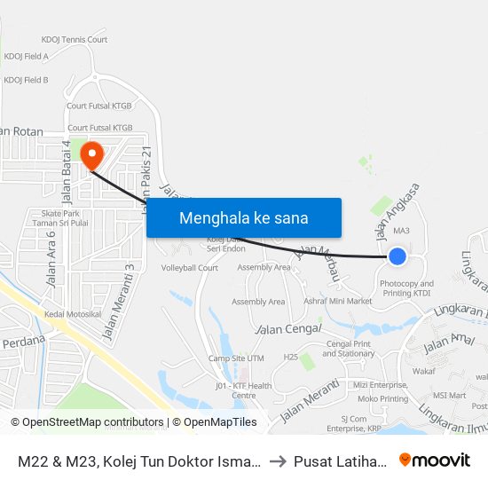 M22 & M23, Kolej Tun Doktor Ismail (Ktdi), Utm to Pusat Latihan UTM map