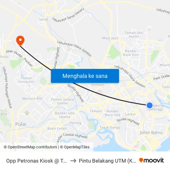Opp Petronas Kiosk @ Tebrau to Pintu Belakang UTM (KDOJ) map