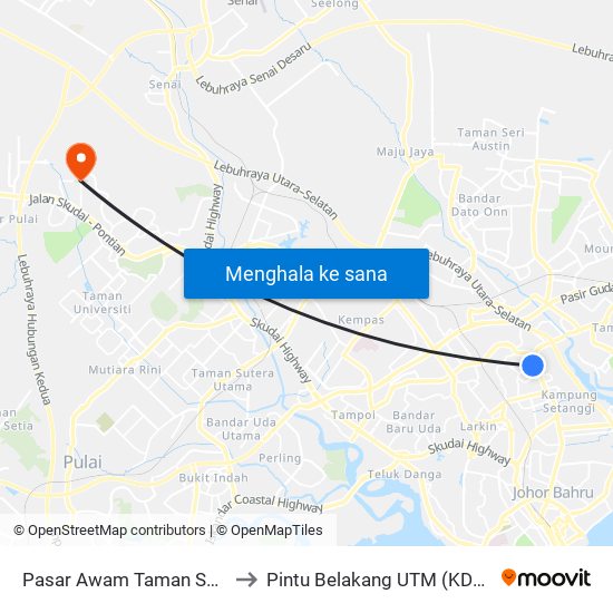 Pasar Awam Taman Suria to Pintu Belakang UTM (KDOJ) map