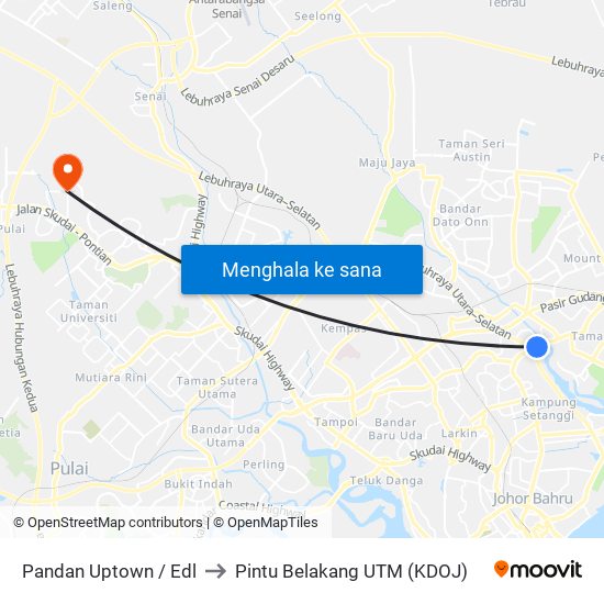 Pandan Uptown / Edl to Pintu Belakang UTM (KDOJ) map