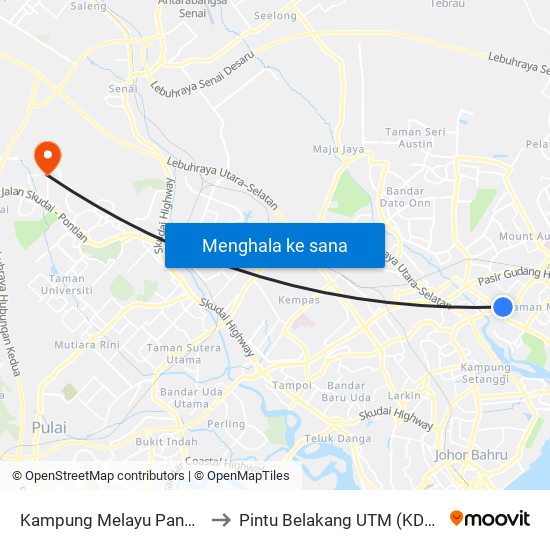 Kampung Melayu Pandan to Pintu Belakang UTM (KDOJ) map