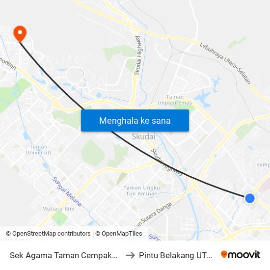 Sek Agama Taman Cempaka (0007660) to Pintu Belakang UTM (KDOJ) map