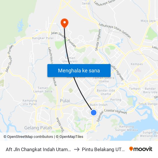 Aft Jln Changkat Indah Utama (0000405) to Pintu Belakang UTM (KDOJ) map