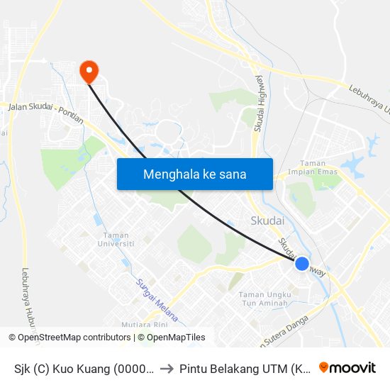 Opp Petron Tuta to Pintu Belakang UTM (KDOJ) map