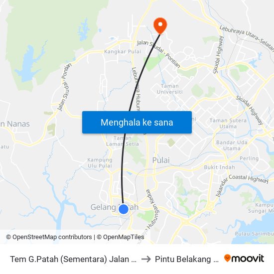 Tem G.Patah (Sementara) Jalan Gelang Pat (0000523) to Pintu Belakang UTM (KDOJ) map