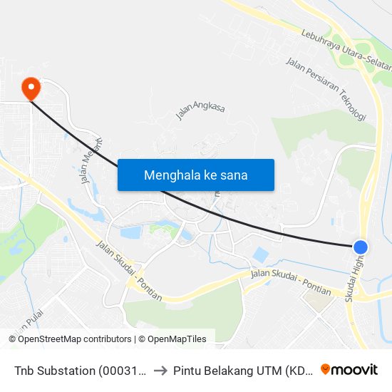 Tnb Substation (0003167) to Pintu Belakang UTM (KDOJ) map