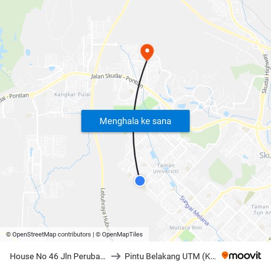 Jalan Penyiaran to Pintu Belakang UTM (KDOJ) map