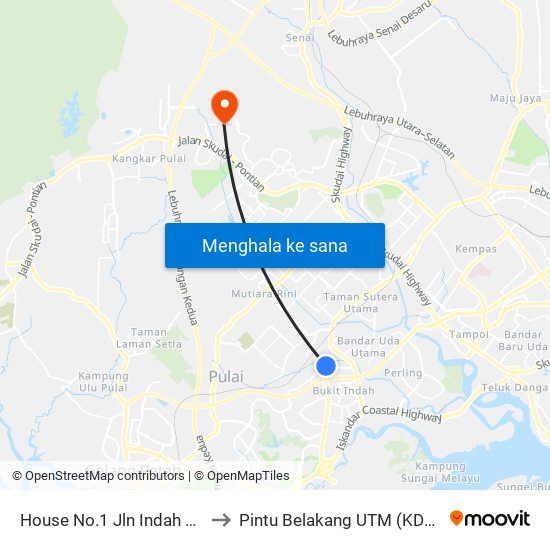 Jalan Indah 1/14 - 1/20 to Pintu Belakang UTM (KDOJ) map