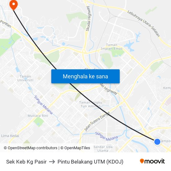 Sek Keb Kg Pasir to Pintu Belakang UTM (KDOJ) map