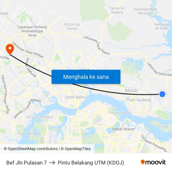 Bef Jln Pulasan 7 to Pintu Belakang UTM (KDOJ) map