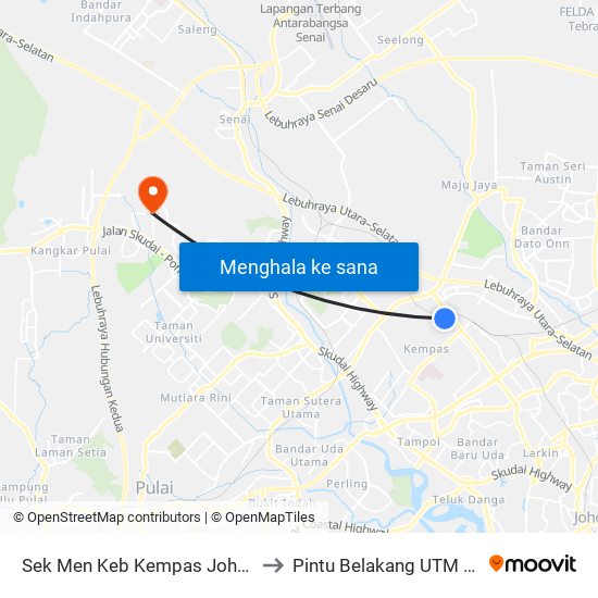 Sek Men Keb Kempas Johor Bahru to Pintu Belakang UTM (KDOJ) map