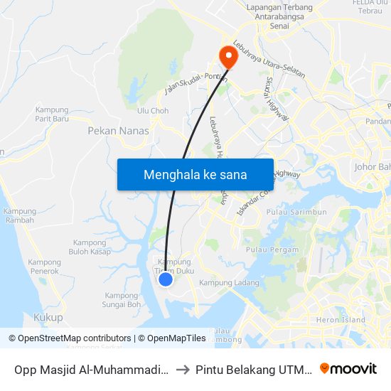 Opp Masjid Al-Muhammadi Pekajang to Pintu Belakang UTM (KDOJ) map