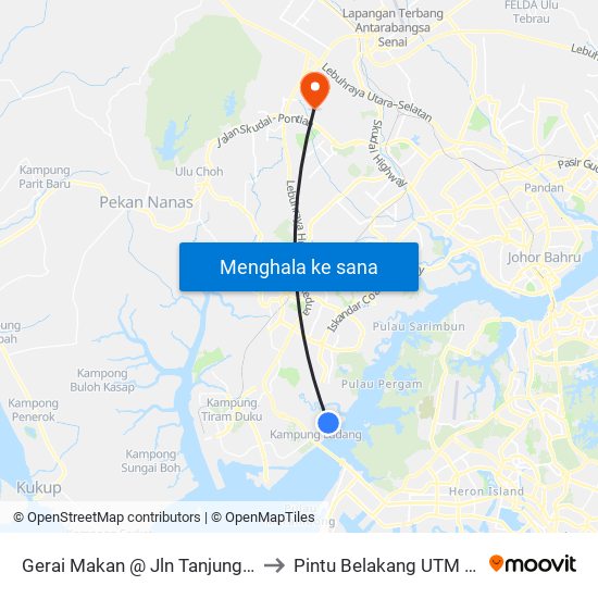 Opp Sekolah Kebangsaan Pendas Laut to Pintu Belakang UTM (KDOJ) map