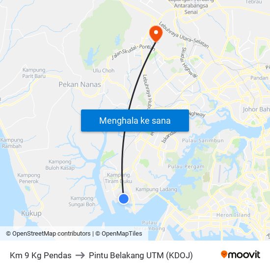 Km 9 Kg Pendas to Pintu Belakang UTM (KDOJ) map