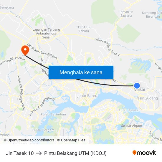 Jln Tasek 10 to Pintu Belakang UTM (KDOJ) map