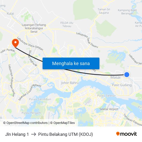 Jln Helang 1 to Pintu Belakang UTM (KDOJ) map