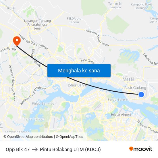 Opp Blk 47 to Pintu Belakang UTM (KDOJ) map