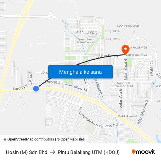 Hosin (M) Sdn Bhd to Pintu Belakang UTM (KDOJ) map