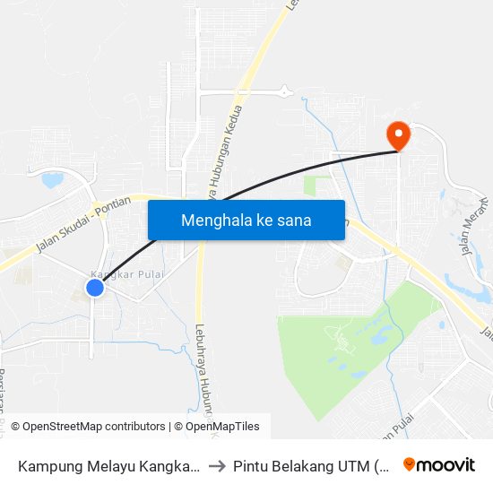 Opp Jalan Pulai Bestari 22 (2) to Pintu Belakang UTM (KDOJ) map