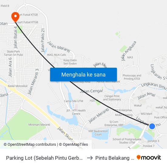 Parking Lot (Sebelah Pintu Gerbang Utm), Lingkaran Ilmu to Pintu Belakang UTM (KDOJ) map