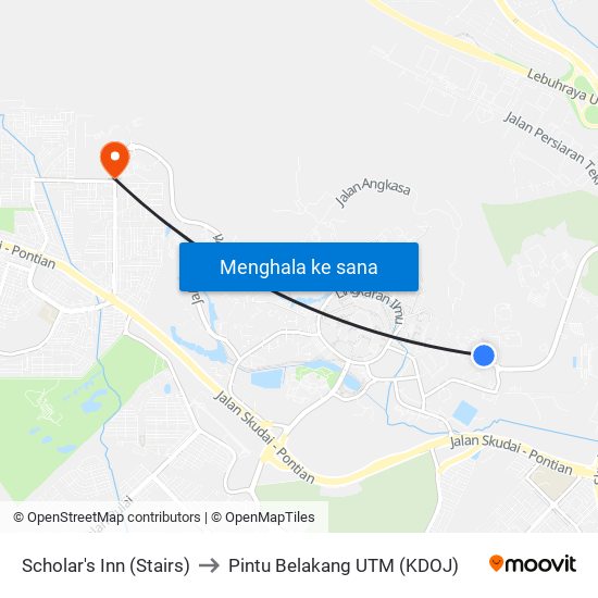 Scholar's Inn (Stairs) to Pintu Belakang UTM (KDOJ) map