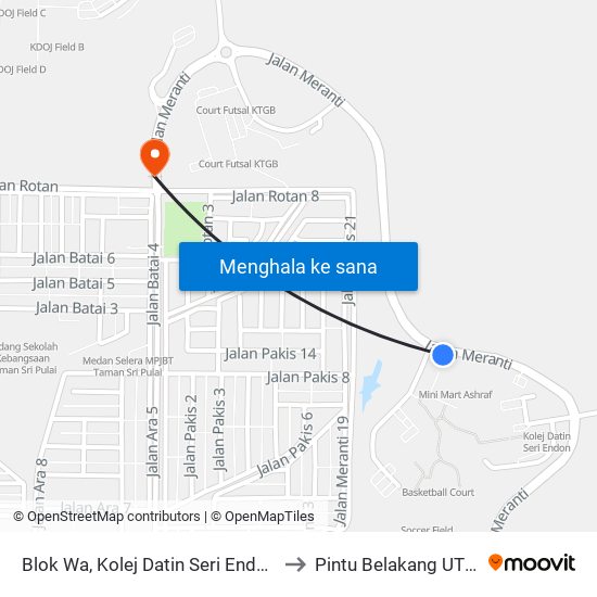 Blok Wa, Kolej Datin Seri Endon (Kdse), Utm to Pintu Belakang UTM (KDOJ) map