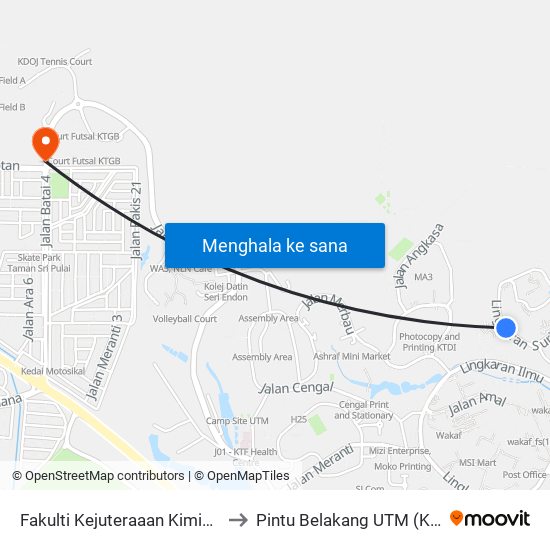 Fakulti Kejuteraaan Kimia, Utm to Pintu Belakang UTM (KDOJ) map