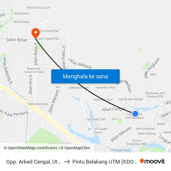 Opp. Arked Cengal, Utm to Pintu Belakang UTM (KDOJ) map