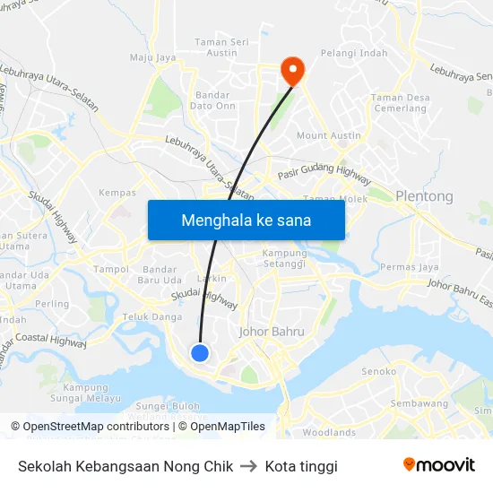 Sekolah Kebangsaan Nong Chik to Kota tinggi map
