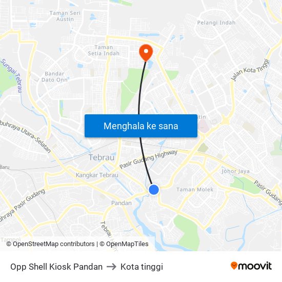 Opp Shell Kiosk Pandan to Kota tinggi map