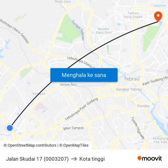 Jalan Skudai 17 (0003207) to Kota tinggi map