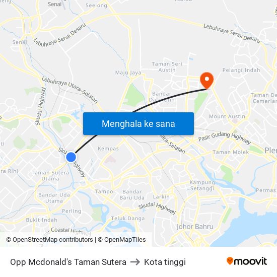 Opp Mcdonald's Taman Sutera to Kota tinggi map