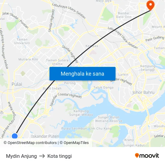 Mydin Anjung to Kota tinggi map